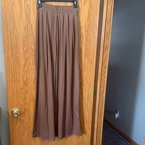 Pecan brown outfit includes wide leg  pants and top